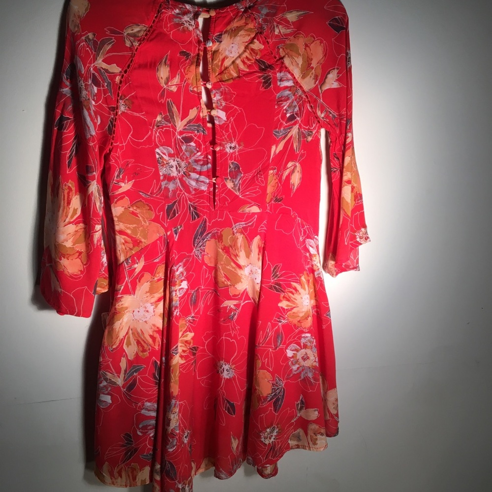 Free people Floral Red Boho Dress Tunic Flowy - Picture 4 of 6